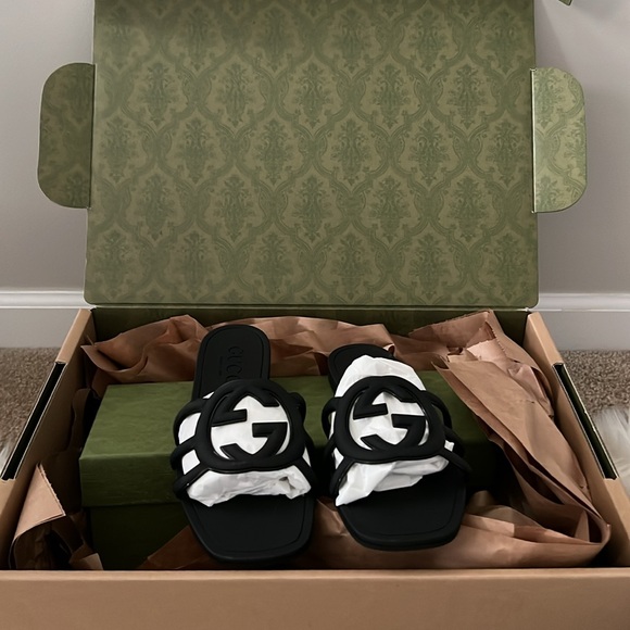 GUCCI BLACK W GPALMA SLIDE RUBBER - Picture 3 of 10